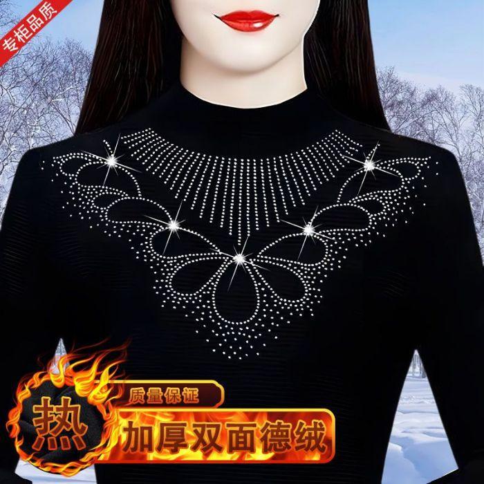 Autumn and Winter German Velvet Bottoming Shirt 2025 New Age-reducing and Thin Semi-turtleneck Inner Thermal Top