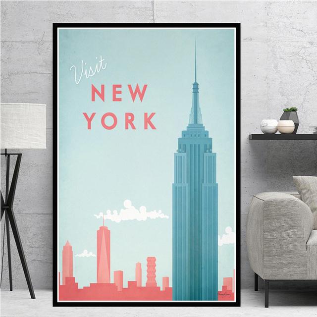 Modern Minimalist City Travel London Los Angeles Miami New York Canvas Painting Wall Art Picture Nordic Decoration Home Decor