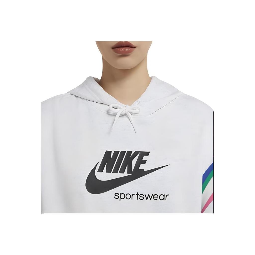 Nike Logo Print Long Sleeve Hoodie Women Hoodies White CU5924-051