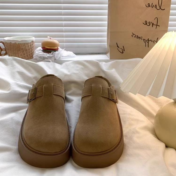 Thick-bottomed bag head casual one-pedal half-slippers women's 2025 autumn and winter new wear retro lazy slippers