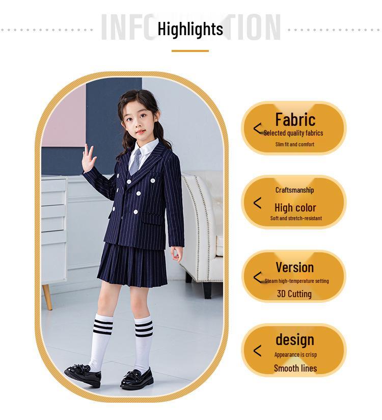 Korean Style Girls' Black Suit - 2024 Spring/Autumn Fashion for Kids