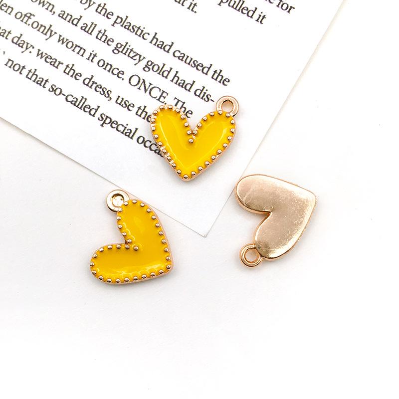 90 pezzi/confezione Ciondoli in Lega a Goccia d'Olio a Forma di Cuore per Gioielli Fai-da-Te Stile Coreano e Braccialetti in Oro K.