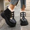 Fashion Belt Buckle Decoration Fur Cute Snow Boots Women 2025 Winter Soft Non Slip Thick Bottom Ankle Boots Warm Short Plush Booties