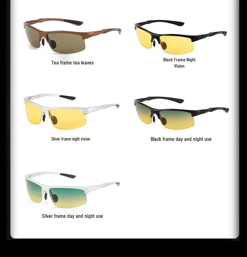Aluminum-Magnesium Polarized Anti-Glare Sunglasses for Day/Night Cycling & Driving