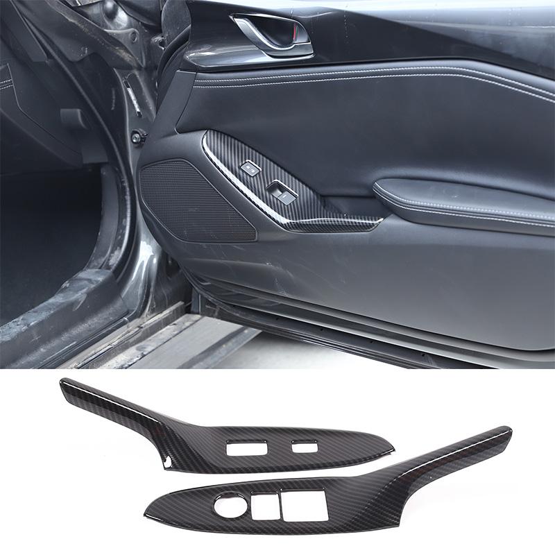 ABS Carbon Fiber/Matte Black For Mazda MX-5 2016-2026 Window Lifting Button Decorative Frame Sticker Car Interior Accessories