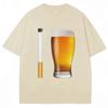 Funny Meme Tshirt Cigarette And Beer Humor Joke Print T Shirt Unisex Unisex Fashion Oversized Cotton Casual Short Sleeve Streetwear