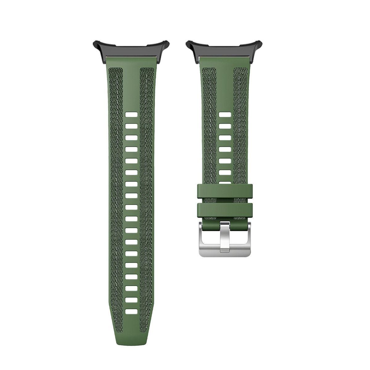 Nylon Woven Silicone Rubber Bracelet for Samsung Galaxy Watch 8 Class 40/44mm Watch8 Watchband Ultra 47mm Waterproof Sport Strap Watch8 40 or 44mm&Silver connector зелёный