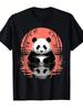 Men'S And Women'S Vintage Panda Bear Graphic Tee - Featuring a Red Sunset Panda And Rayon Design, Co
