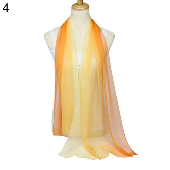 Fashion Gradient Color Voile Scarf Women Lightweight Soft Long Neck Wrap Shawl