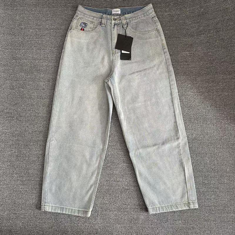 

ZYLLO Ретро Мешковатые Скейтборд Уличная одежда Вышивка Джинсы с высокой посадкой Y2K Парная мода Баскетбольные штаны Одежда XS