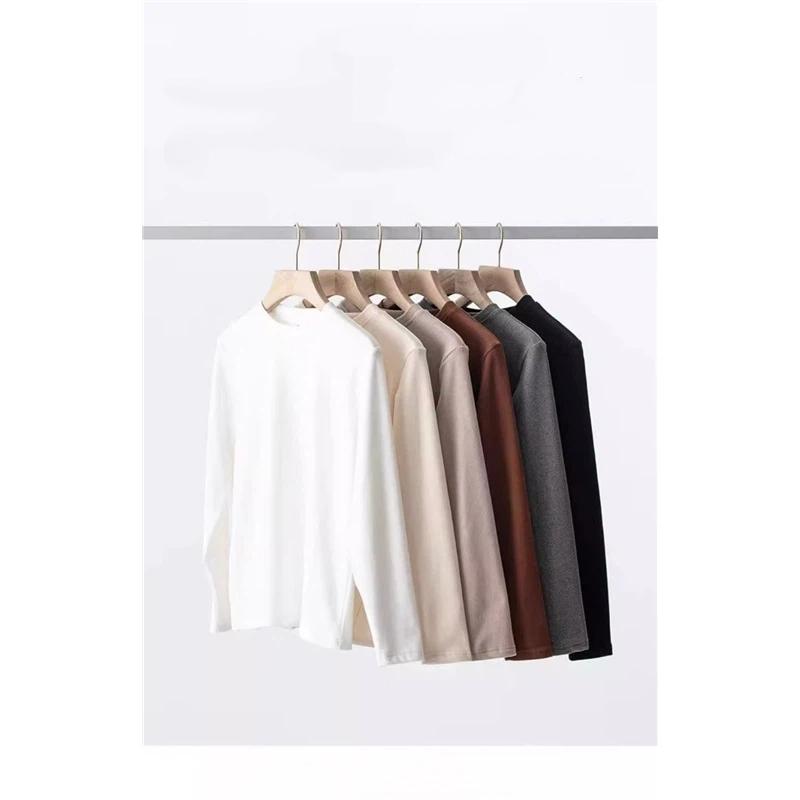 Velvet Base Shirt For Men Autumn And Winter Warm Long Sleeved Top Light And Warm Inner Layer Base T-shirt