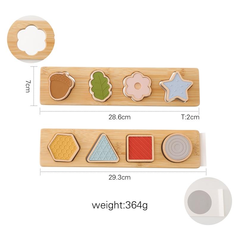 Montessori Wooden Shape Matching Puzzle Silicone Building Blocks Multifunctional Insertable Picture Tangram Wooden Toy for Babys