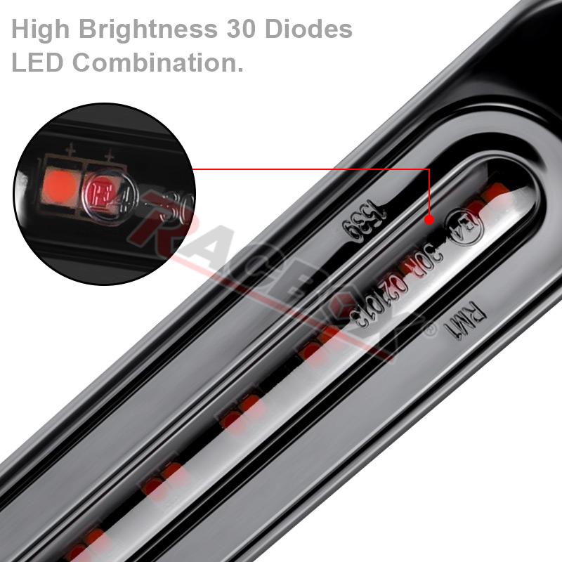2pcs 15 LED Trailer Tail Light Bar Stop Brake Turn Signal Light Sequential Strobe LED Strip Lamp Smoked Lens Pickup Truck RV UTV