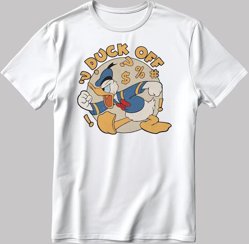 Angry Donald Duck Duck Off White TShirt S