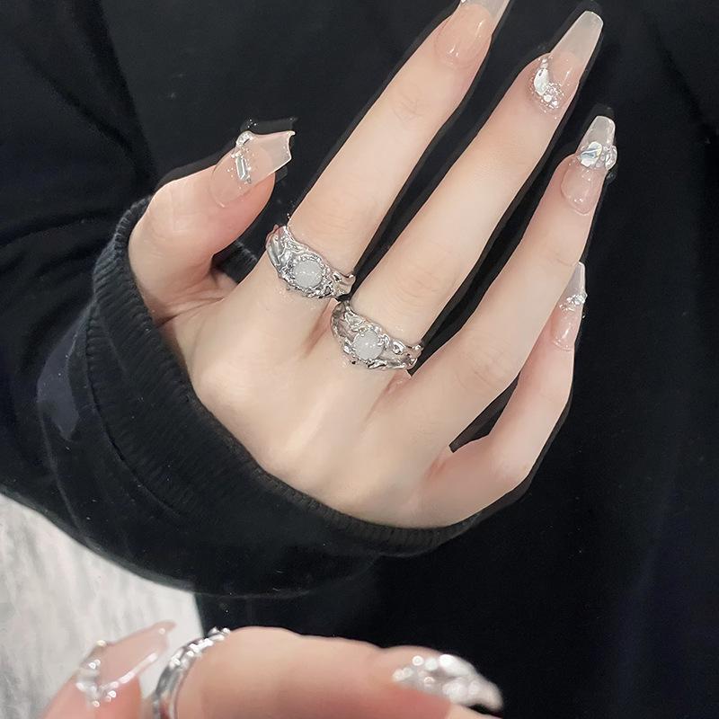 French Irregular Opal Open Ring Premium Sense Gemstone Cold Wind Niche Design Sense Adjustable