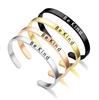 Sei freundlich Eingeätztes Titanstahl Offenes Armband für Damen & Herren