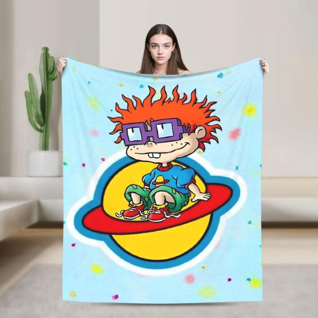 Soft Blanket Camping Rugrats Chuckie Finster  Throw Blanket  Flannel Bedspread For Bedroom Street Trend Sofa Bed Cover