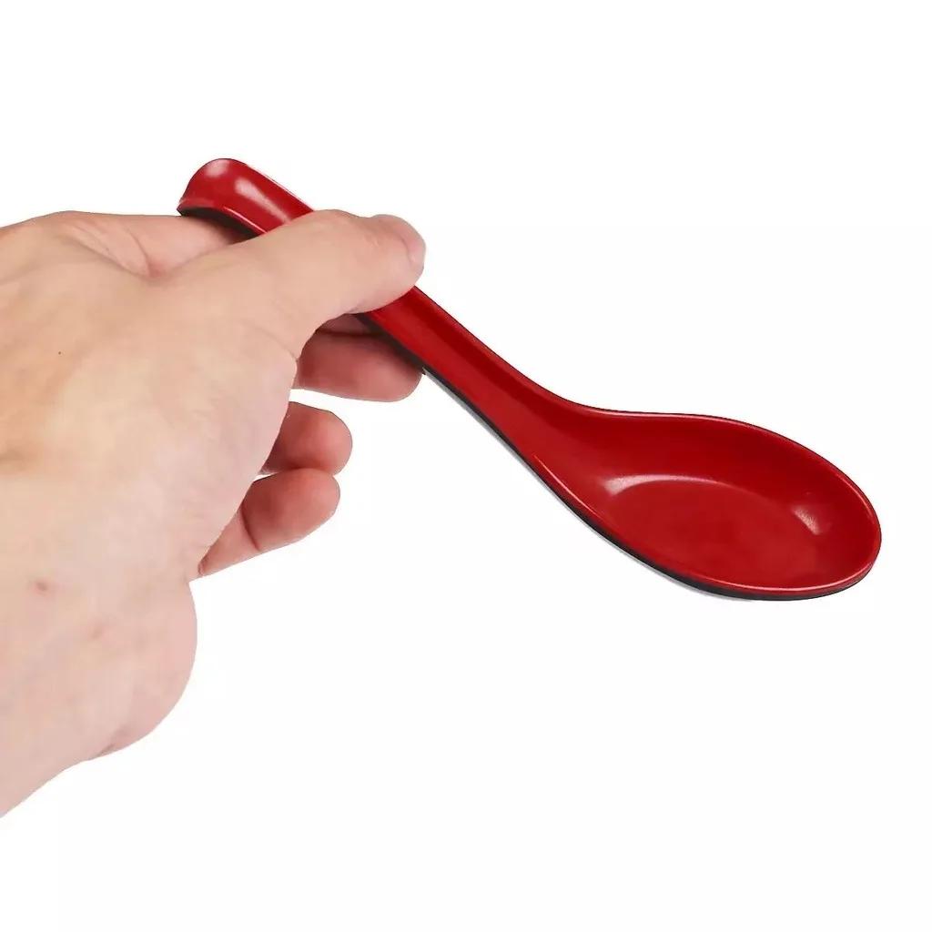 3/6Pcs Spoon Set Traditional Chinese Japanese Ramen Noodle Soup Spoon Long Handle Flatware Melamine Plastic Tableware