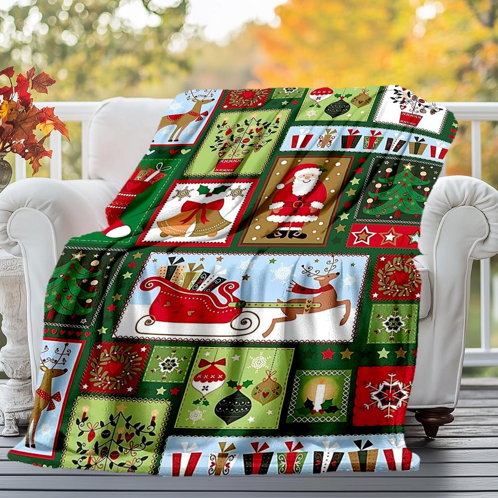 1PC Christmas, ornamentsOutdoor Flannel Blanket - Soft Plush Decor for Picnics, camping, Bedroom, Playroom, Office, or Lunch Break 1366A