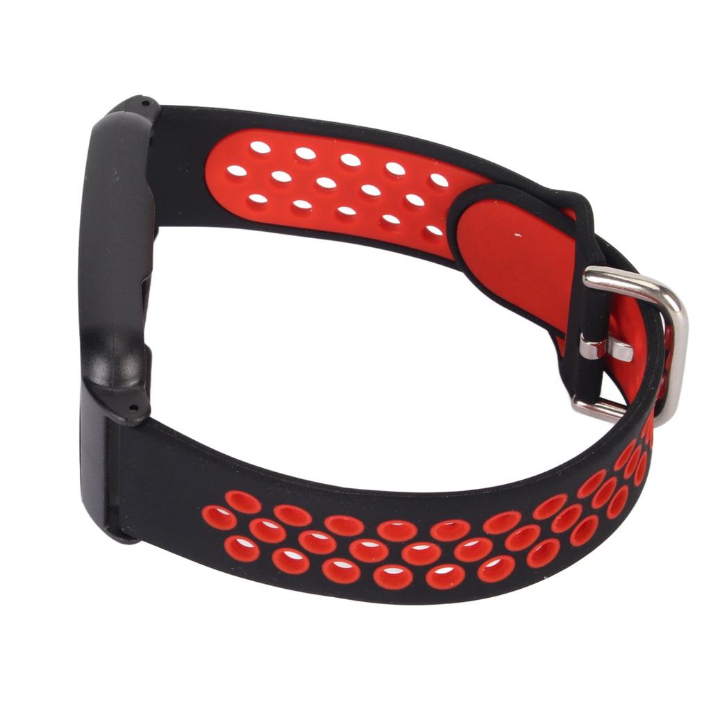 20mm Silicone Watchband Soft Breathable Stylish Comfortable Lightweight for OPPO FREE Smart Watch Black Red + Black