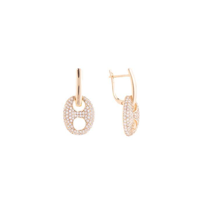 Earrings - LUXENTER - Memat - 18k Gold Finish - White Zirconia - Half Hoop 27.4×13.6 Mm