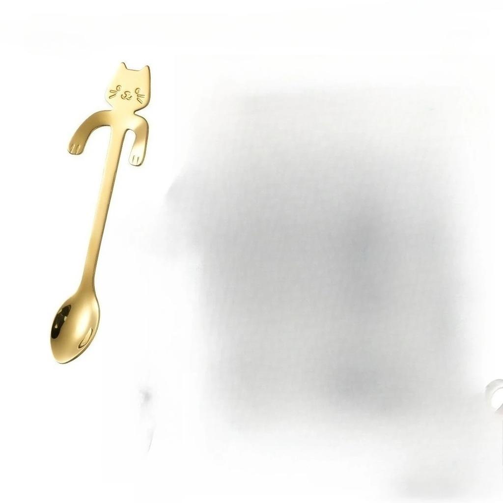 1pc Stainless Steel Coffee Spoon Lovely Cute Cat Shape Teaspoon Dessert Snack Scoop Ice Cream Mini Spoons Tableware