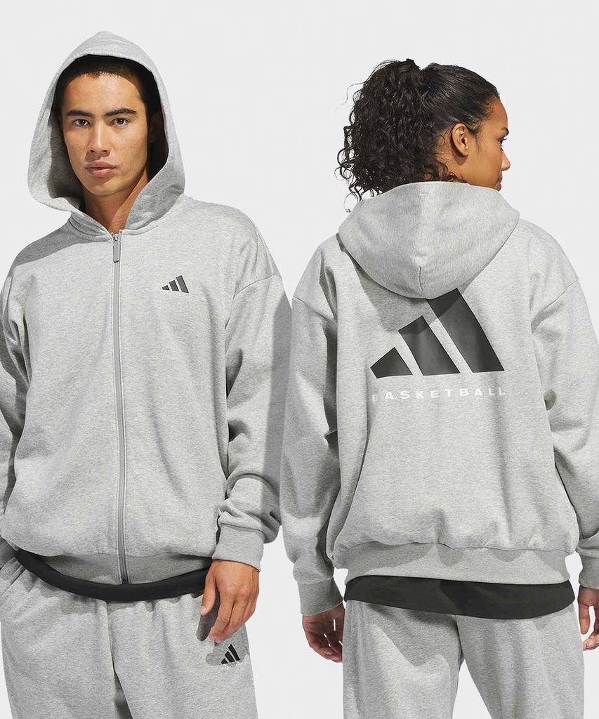 Adidas Basketball Full-Zip Hoodie - Medium Grey Heather / Kb7562