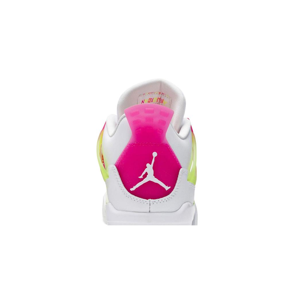 Air Jordan 4 Retro Grade School 'Lemon Venom' (Unisex) Weiße / Zitronen-Gift / Rosa-Explosion Kinder-Basketballschuhe CV7808 100
