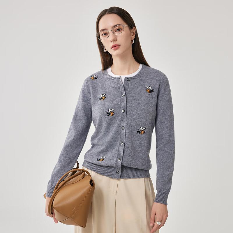 Zhāojūn Women's Cartoon Jacquard Wool Cardigan Sweater