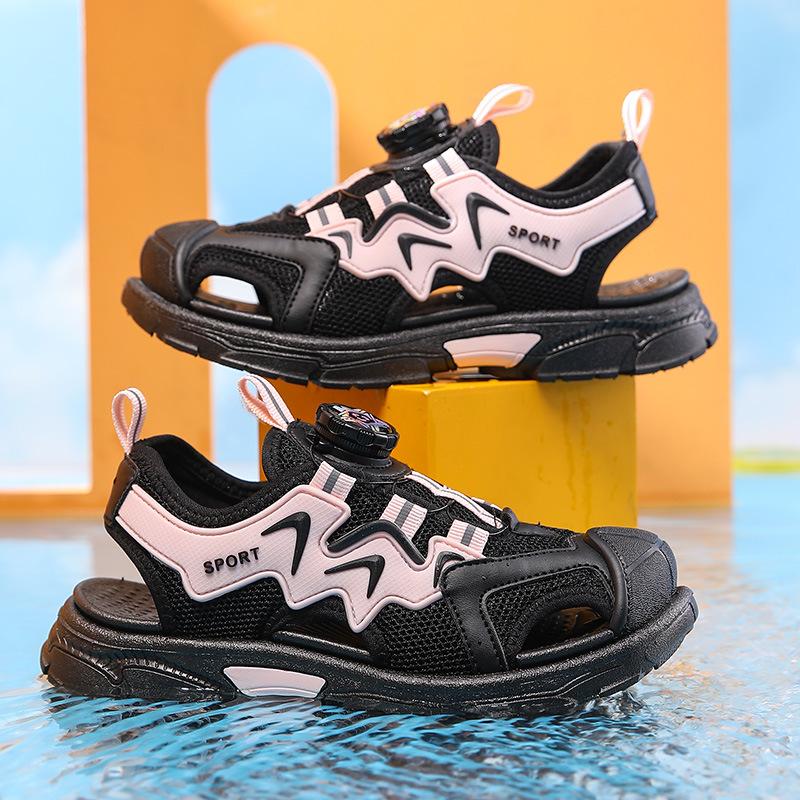 Jungen Baotou Sandalen 2025 Sommer Neu Mittelgroße und Ältere Kinder Schnalle Jungen Antikollisions Kinder Sportschuhe Strandschuhe