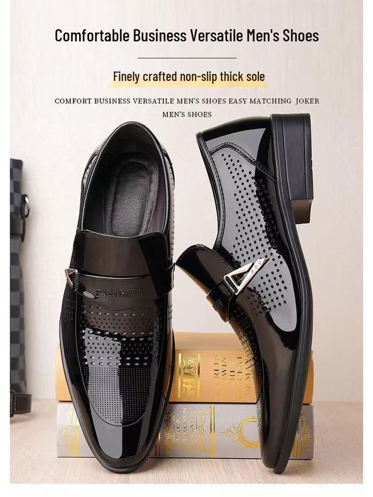 Herren Herbst 2023 Formelle Weiße Leder Slipper, Britischer Stil, Spitze Zehenpartie