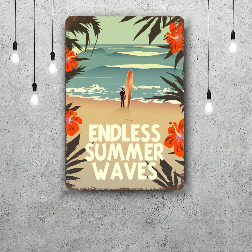 surfing Vintage Metal Tin Signs Posters Decor Retro Metal Plaque Wall Art Decor for Garage Bar