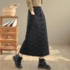 Cotton Padded Plus Size High Waist Vintage Black Spring Autumn Winter Casual Loose Long for Woman Skirts Womens Skirt