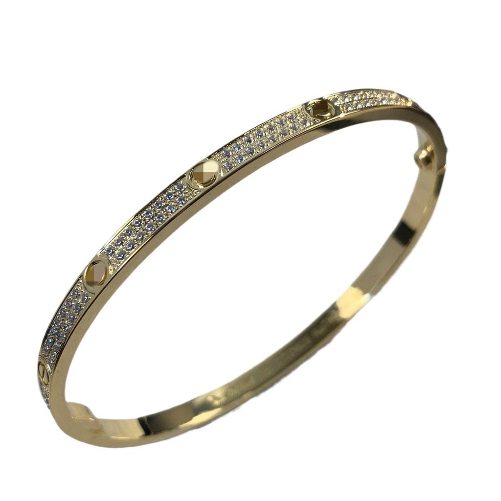 High Version V Gold Gypsy Star Narrow Version Two-row Diamond Bracelet Women's Thick-plated 18K Rose Gold Light Luxury Bracelet Versatile