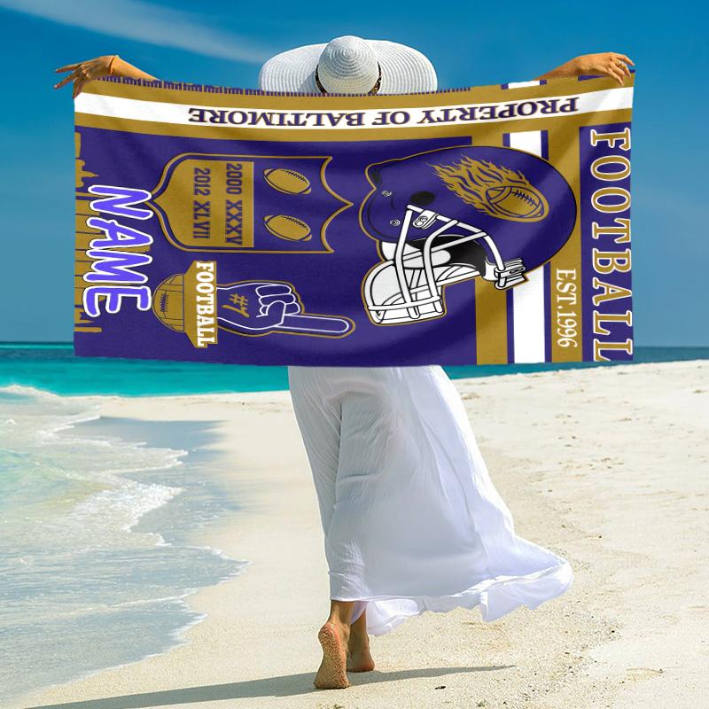 Personalized Football Fanatic Journal Beach Towel Microfiber Beach Towel Thin Absorbent for Beach Swimming Yoga Bath Sports. 0910157
