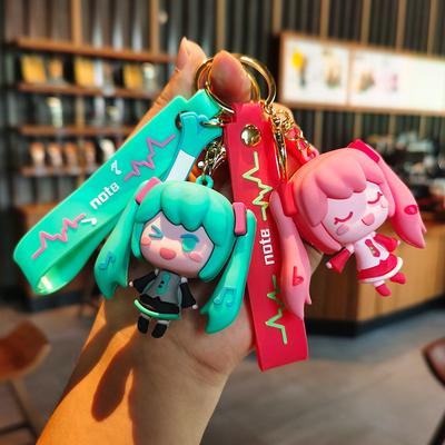 New Style  Anime Hatsune Miku Creative Peripheral Cartoon Keychain Fashion Jewelry Resin Action Figures PVC Key Ring Bag Pendant