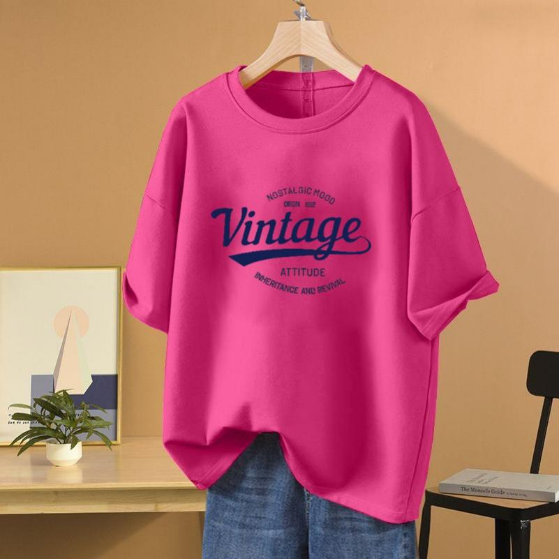 Cotton Short-sleeved T-shirt Women's Retro Bottoming Shirt All-match Casual Slimming Top
