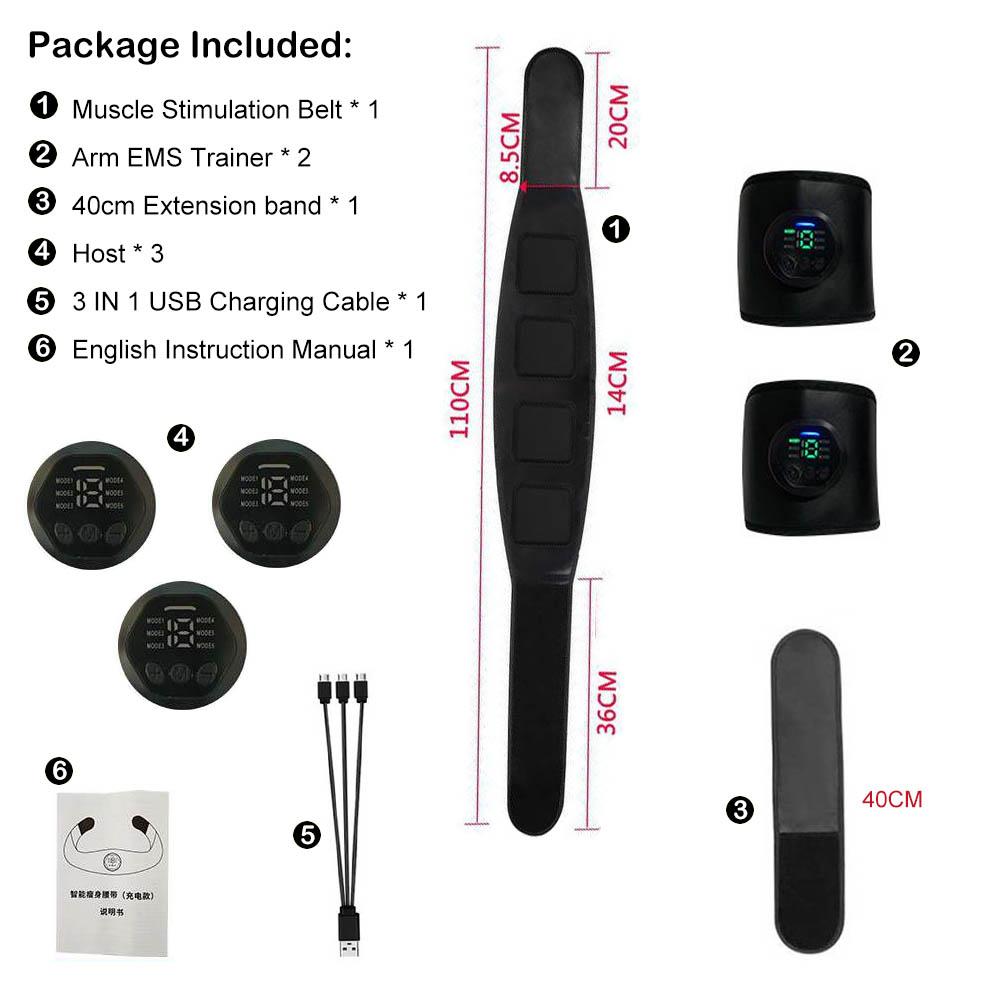 

Пояс для стимуляции мышц, электрический стимулятор ABS, тренажер EMS, тренажер для брюшного пресса, тонизирующие ремни, фитнес-тренировки, тренировки в тренажерном зале чёрный