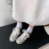 High-end silver Forrest Gump shoes women's summer new Korean flat-soled single shoes lace-up versatile casual German training shoes