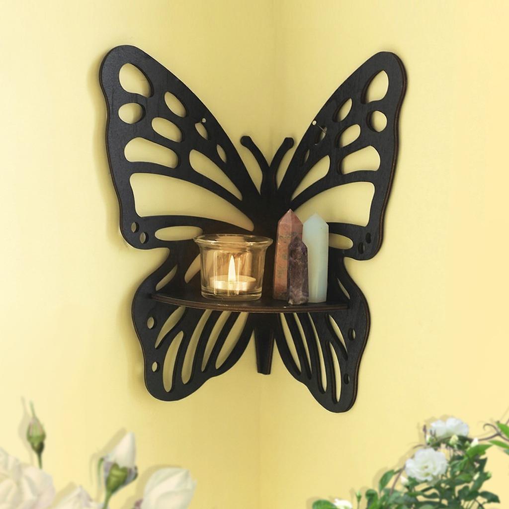 Wooden Craft Butterfly Hollow Storage Rack,  Home Wall Decoration