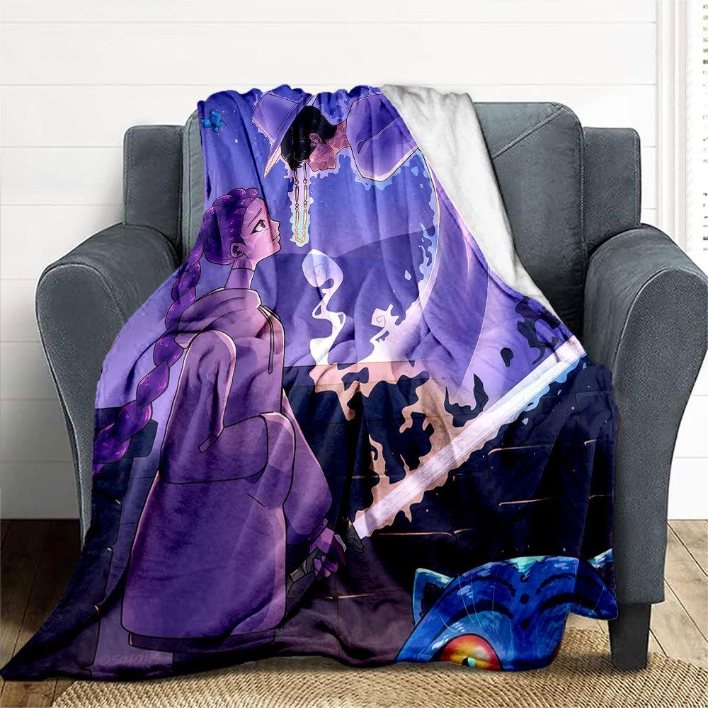 "Fantasy Purple Mage Sword Art Print"Blanket Lightweight Flannel Throw Blanket for Sofa, Bed, Travel, Camping, Livingroom, Office, Couch, Ch