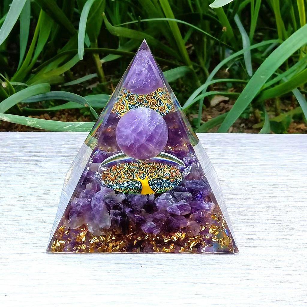 Crystal Stone Pyramid Resin Decor: Home, Office, Car Ornaments