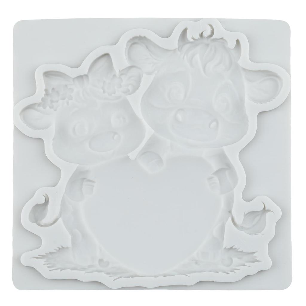 Cow Silicone Mold Cattle Love Heart Fondant Molds Cake Decorating Tools Cupcake Topper Candy Sugar Craft Gum Paste Polymer Clay