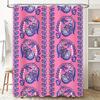 Pink Bath Shower Curtain With Blue Paisley Pattern For Bathroom Decor Waterproof Fabric 72 X 84 Inches Home Decoration Item Set