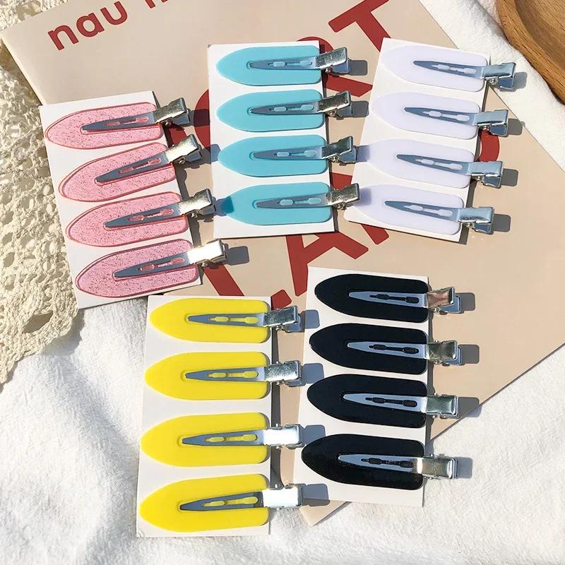 Clips Side Bangs Barrette Colorful Makeup Washing Face Accessories Women Girls Styling Hairpins 4pcs Set Bend Seamless Hairpins