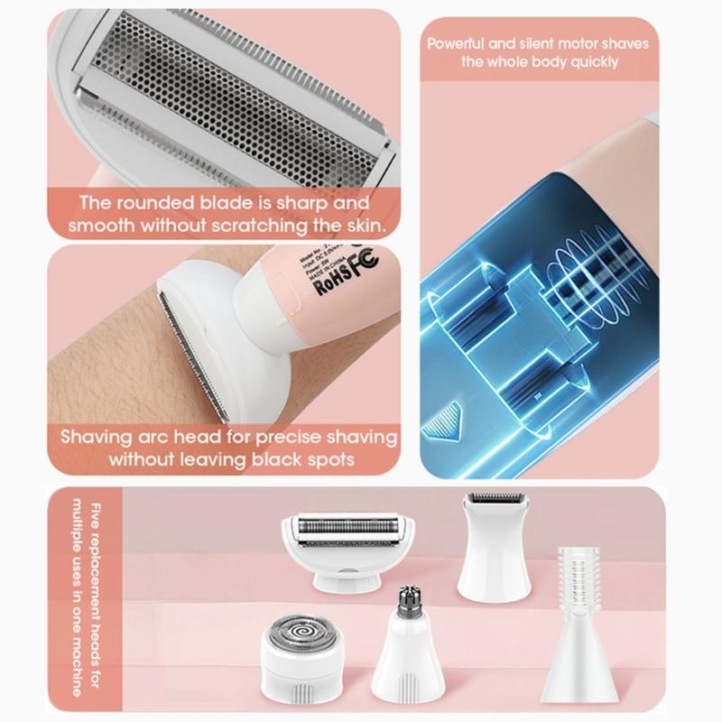 Portable Women Hair Remover Set Plastic Eyebrow and Nose Trimmer USB Rechargeable ABS Texture Suitable for Own Care