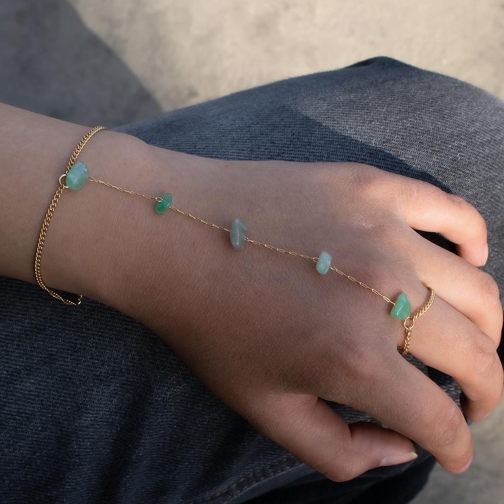 Chain Ring Finger Bracelets Bohemia Colorful Bracelet Made of Natural Stones 18k Gold Plated Stainless Steel Jewelry ALN25121879