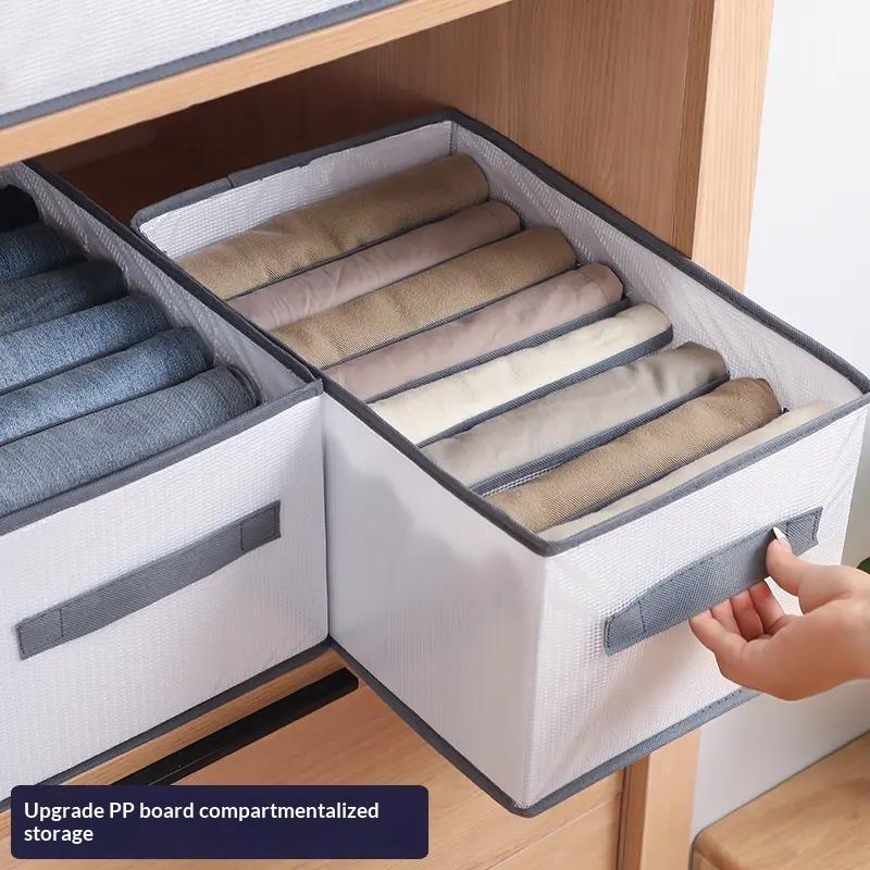 Foldable Fabric Drawer Organizers With Handles Multi-Compartment Storage Box For Clothes Pants Bedding Closet