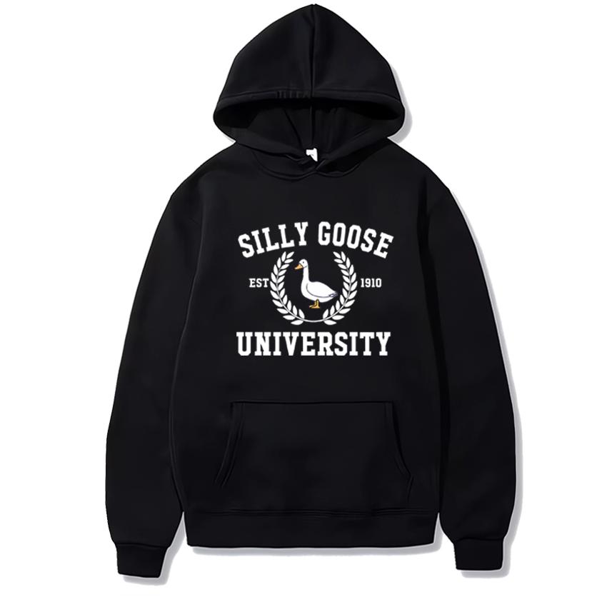 2025 New Funny Silly Goose University Printed Hoodies Unisex Harajuku Fashion Pullovers Men Women Casual Long Sleeve Sweatshirt