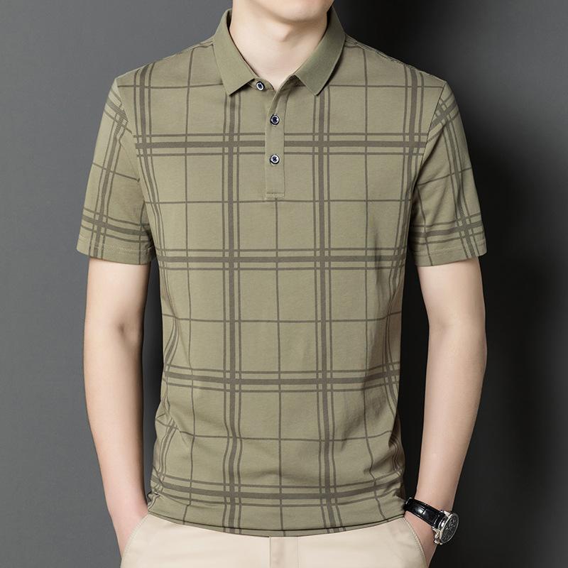 

Летняя корейская мужская новая клетчатая футболка с короткими рукавами, мужская повседневная, для молодежи и среднего возраста, красивый модный топ с лацканами XXXL